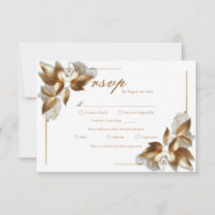 Elegant Gold Botanical Wedding Meal Choice RSVP Card
