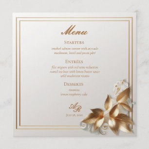 Elegant Gold Botanical Wedding  Menu