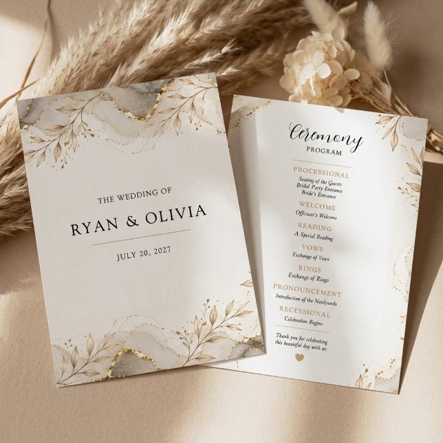 Elegant Gold Botanical Wedding Program Programme (Elegant Gold Botanical Wedding Program
)
