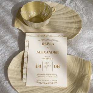 Elegant Gold Botanical Wedding Save The Date