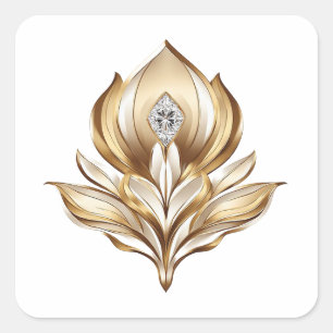 Elegant Gold Botanical Wedding Square Sticker
