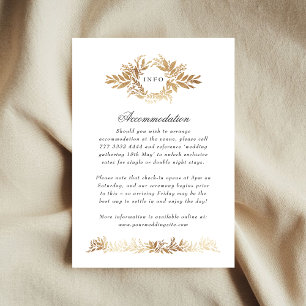 elegant gold botanical wreath wedding extra info enclosure card