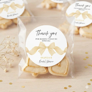 Elegant Gold Bow Bridal Shower Thank You Favour Classic Round Sticker