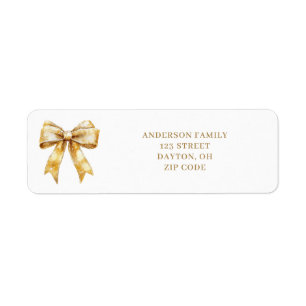 Elegant Gold Bow Christmas Return Address 