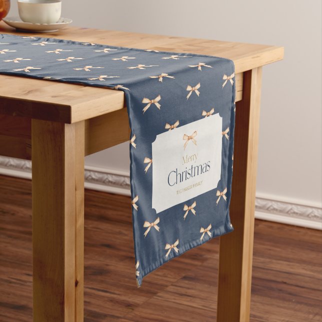 Elegant Gold Bow Christmas Table Runner  (In Situ)