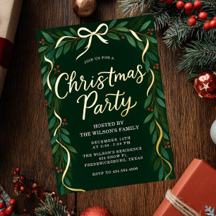 Elegant Gold Bow Greenery Christmas Party 