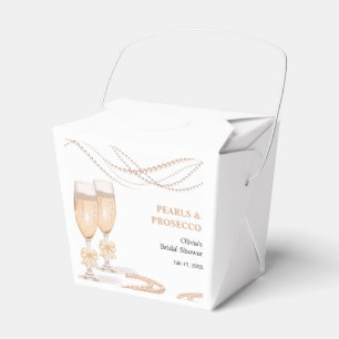 Elegant Gold Bow Pearls and Prosecco Bridal Shower Favour Box