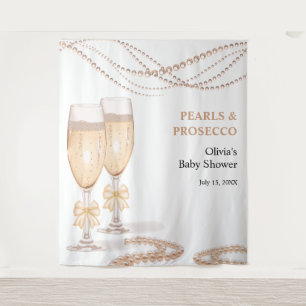 Elegant Gold Bow Pearls and Prosecco Bridal Shower Tapestry
