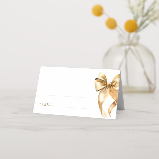 Elegant Gold Bow Table Decor Place Card (Front)