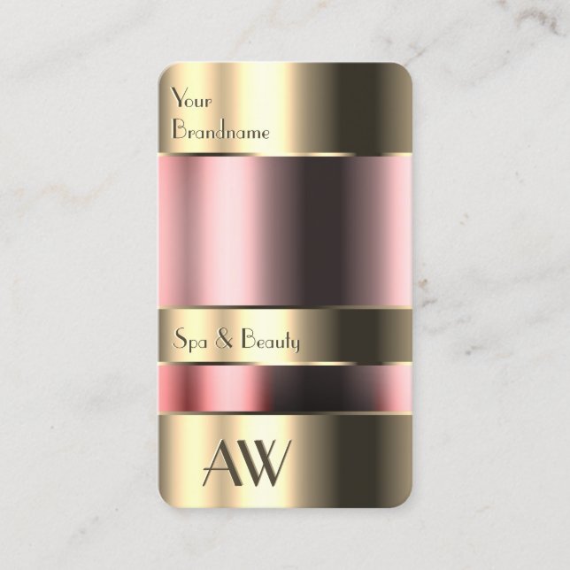 Elegant Gold Box with Glass Optics and Monogram Business Card (Front)