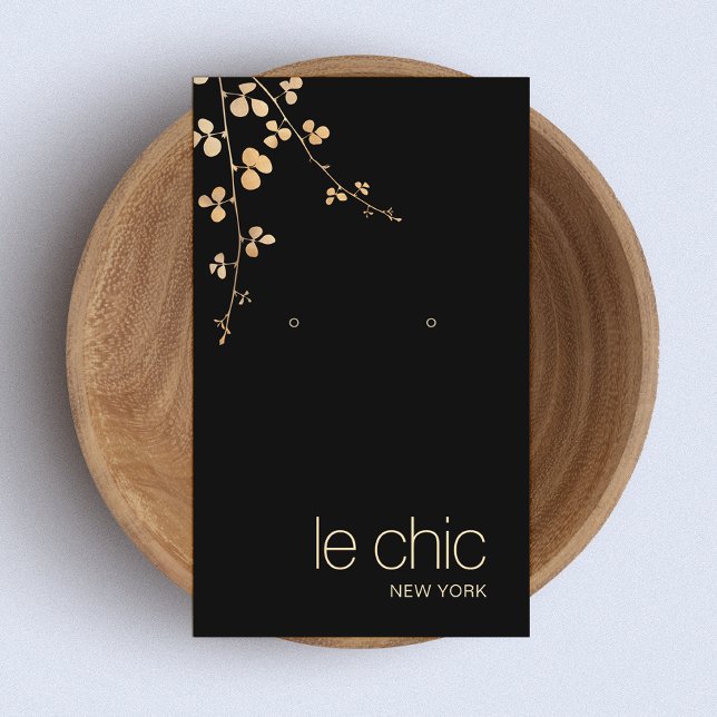 Elegant Gold Branch Black Earring Display Holder Business Card (Creator Uploaded)