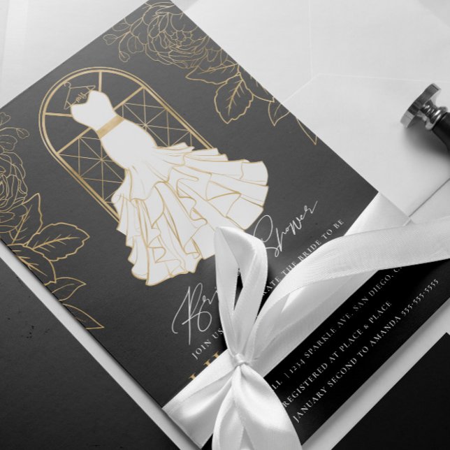 Elegant Gold Bridal Dress Bridal Shower Invitation (Creator Uploaded)