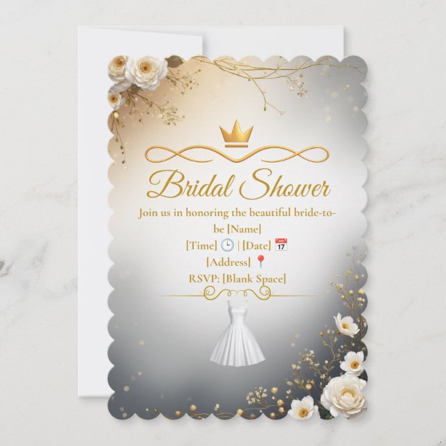 Elegant Gold Bridal Shower Invitation (Front)