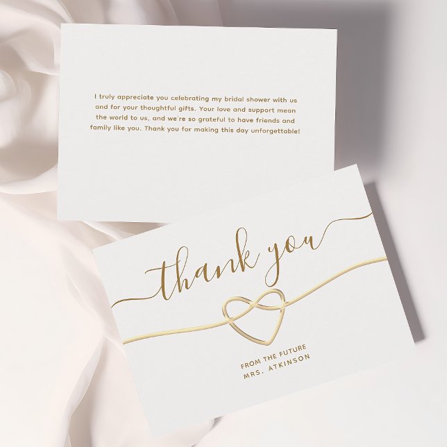 Elegant Gold Bridal Shower Thank You Card (Creator Uploaded)
