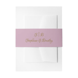 Elegant Gold Bride and Groom Monogram Wedding Invitation Belly Band