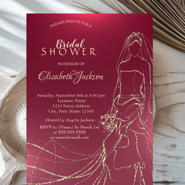 Elegant Gold Bride, Bridal Shower Invitation (Creator Uploaded)