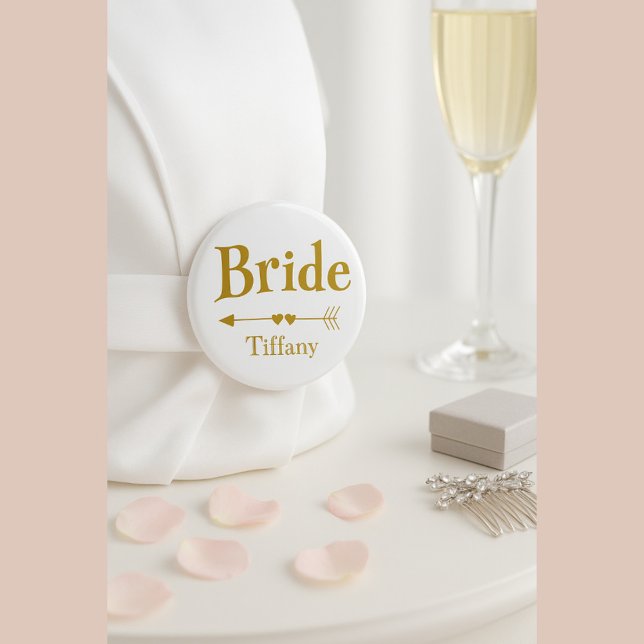 Elegant Gold Bride Name Bachelorette Party Badge (Creator Uploaded)