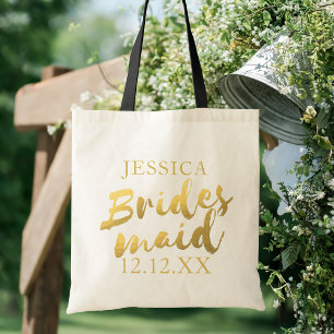 Elegant Gold Bridesmaid Wedding Tote Bag