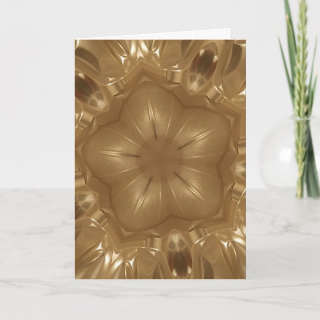 Elegant Gold Brown Christmas Kaleidoscope Star Holiday Card (Front)