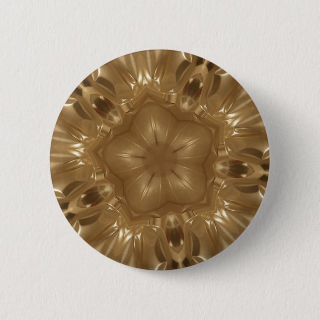 Elegant Gold Brown Kaleidoscope Star Design 6 Cm Round Badge (Front)