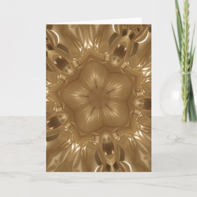 Elegant Gold Brown Kaleidoscope Star Design Holiday Card (Front)
