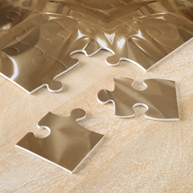 Elegant Gold Brown Kaleidoscope Star Design Jigsaw Puzzle (Side)