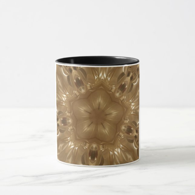 Elegant Gold Brown Kaleidoscope Star Design Mug (Center)