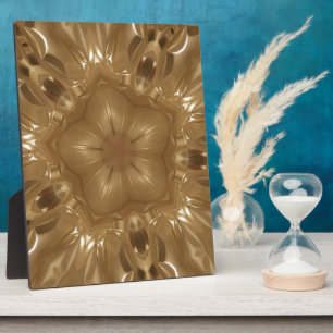 Elegant Gold Brown Kaleidoscope Star Design Plaque