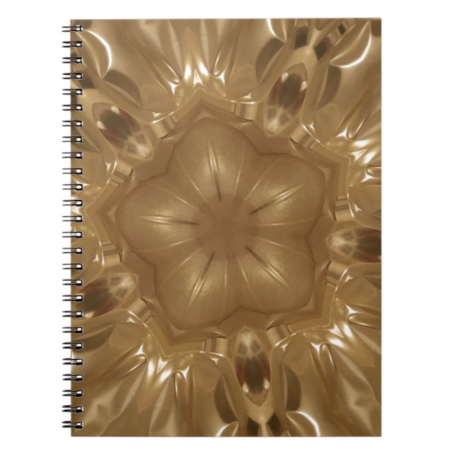 Elegant Gold Brown Kaleidoscope Star Design Spiral Notebook (Front)