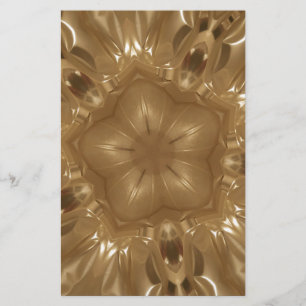 Elegant Gold Brown Kaleidoscope Star Design Stationery