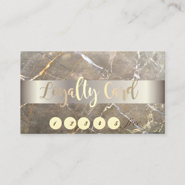 Elegant ,Gold,Brown Marble Stone  Loyalty Card (Front)