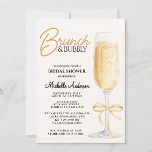 Elegant Gold Brunch & Bubbly Bridal Shower  Invitation
