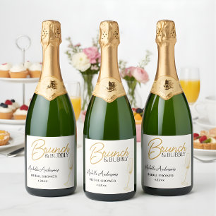 Elegant Gold Brunch & Bubbly Bridal Shower  Sparkling Wine Label
