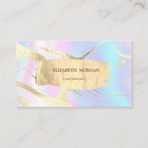 Elegant Gold Brush Stroke,Lines,Holographic Opal Business Card