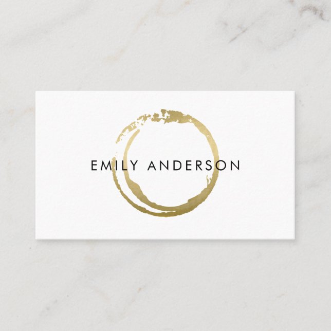 ELEGANT GOLD BRUSH STROKE STAIN CIRCLE MARK LOGO BUSINESS CARD (Front)