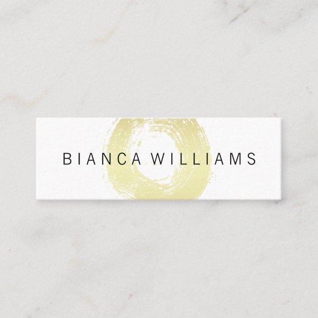 Elegant Gold Brushed Circle Mini Business Card (Front)