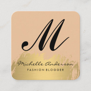 Elegant Gold Brushed Fashionista Square Business Card