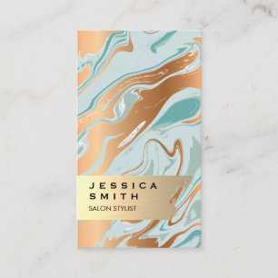 Elegant Gold Brushed Liquify Marble Business Card