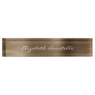 Elegant Gold Brushed Metal Foil Handwriting Nameplate