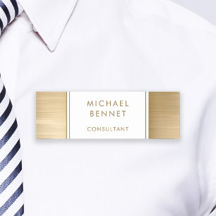 Elegant Gold Brushed Metallic Business Name Tag