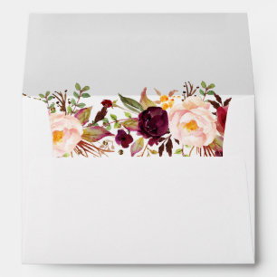 Elegant Gold Burgundy Floral Envelope