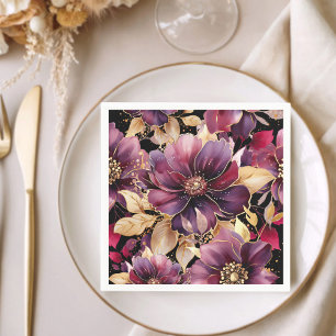 Elegant Gold Burgundy Floral pattern Napkin