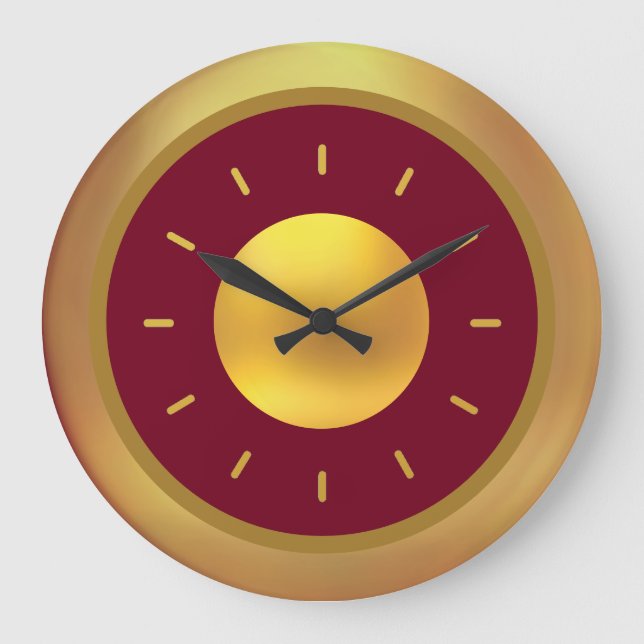 Elegant Gold & Burgundy Large Clock (Front)