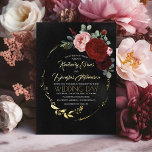 Elegant Gold Burgundy Red and Black Floral Wedding<br><div class="desc">Romantic and modern floral wedding invitation with the black and burgundy red - classic colours that never go out of style.</div>