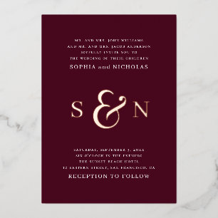 Elegant gold burgundy typography details wedding