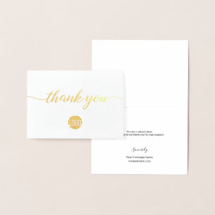 Elegant Gold Business logo small Thank you Foil Card