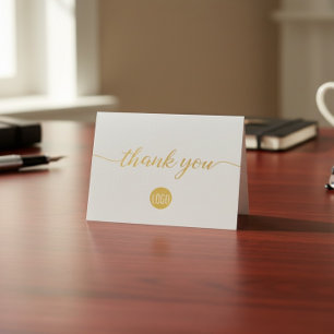 Elegant Gold Business logo Thank you Foil Card