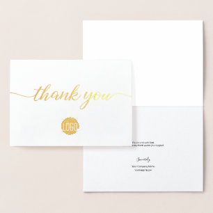 Elegant Gold Business logo Thank you Foil Foil Card