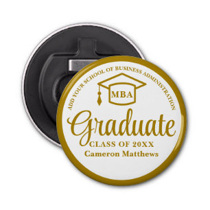 Elegant Gold Business School Graduation MBA Bottle Opener