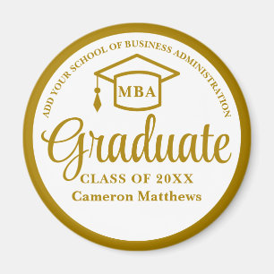 Elegant Gold Business School Graduation MBA Magnet